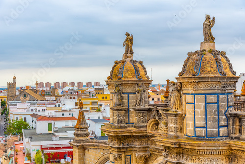 Canvas Print Aerial view of the cathedral of holy saviour in Jerez de la Frontera in Spain