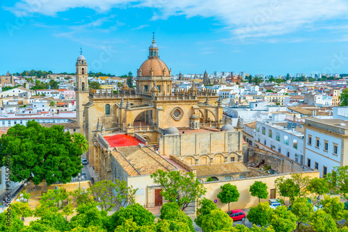 Obraz na plátně Aerial view of the cathedral of holy saviour in Jerez de la Frontera in Spain