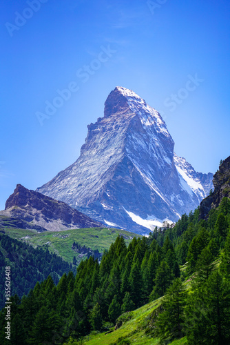Zermatt valley  the famous Swiss winter sport town under the foot of Alps peak Matterhorn  Switzerland