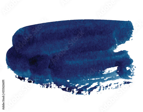 Abstract watercolor classic blue shapes on white background. Color splashing hand drawn vector