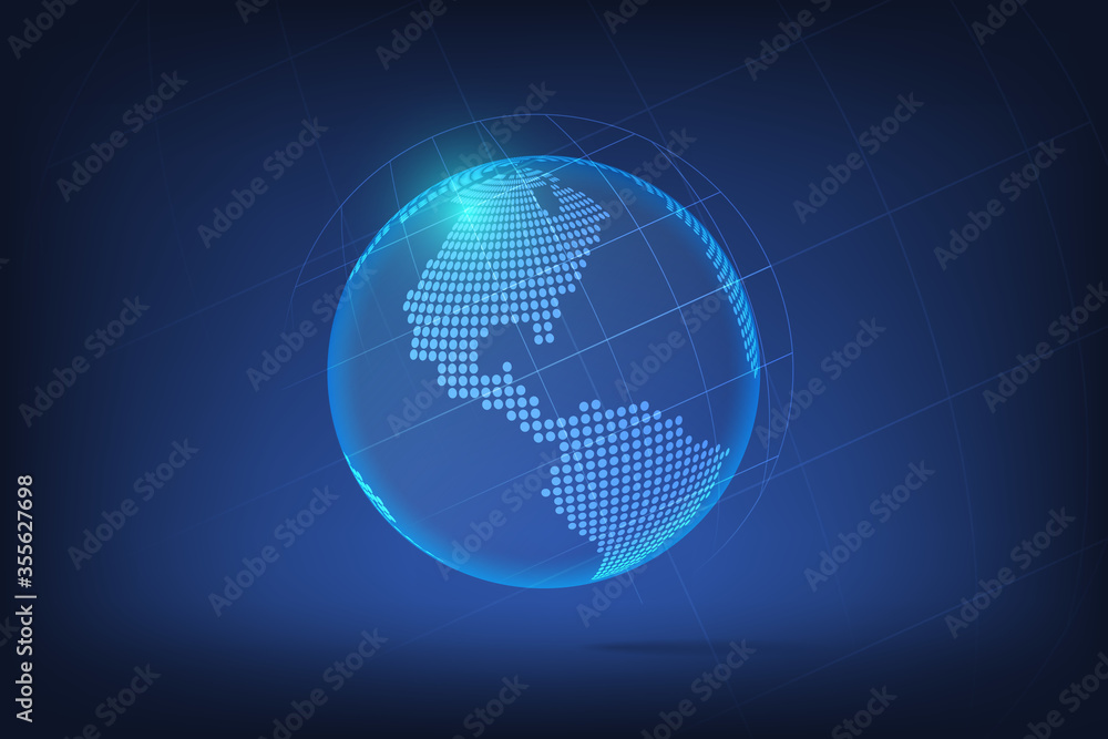 Naklejka premium Global network connection with business concept and world map line, vector illustrator