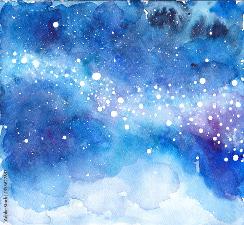 水彩絵具で描いた天の川