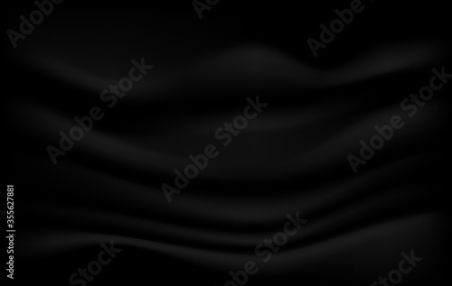 black cloth background abstract with soft waves.