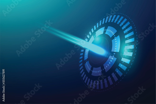 Abstract technology circle blue innovation concept on a dark background. Vector illustration