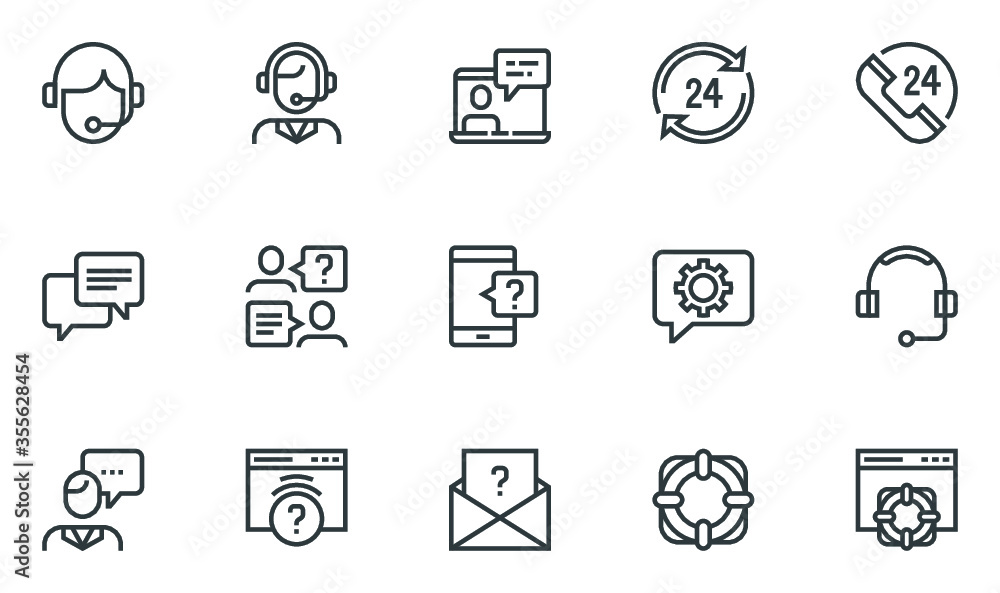 Help, Support and Contact Vector Flat Line Icons Set. Phone Assistant, Online Help, Video Chat. Editable Stroke. 48x48 Pixel Perfect. Help, Support and Contact Vector Flat Line Icons Set. Phone Assistant, Online Help, Video Chat. Editable Stroke. 48x48 Pixel Perfect.