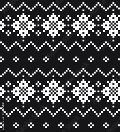 Black and White Christmas Fair Isle Seamless Pattern Background - Black and White Christmas fair isle pattern background for fashion textiles, knitwear and graphics