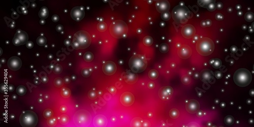 Dark Pink vector background with small and big stars. Colorful illustration in abstract style with gradient stars. Theme for cell phones.