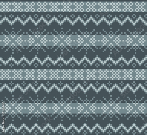 Grey Christmas Fair Isle Seamless Pattern Background - Grey Christmas fair isle pattern background for fashion textiles, knitwear and graphics