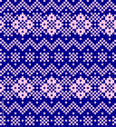Pink Navy Christmas Fair Isle Seamless Pattern Background - Pink Navy Christmas fair isle pattern background for fashion textiles, knitwear and graphics