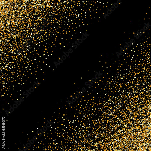 Golden Confetti Glamour Black Background. Light 