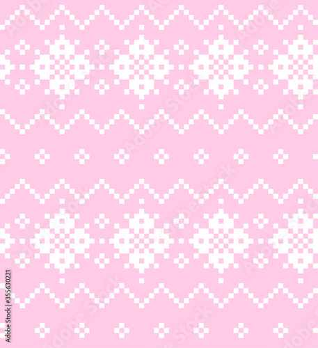 Pink Christmas Fair Isle Seamless Pattern Background - Pink Christmas fair isle pattern background for fashion textiles, knitwear and graphics