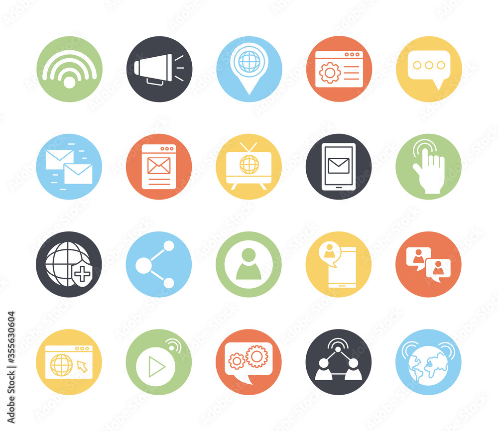 bundle of online communication icons bundle of online communication icons