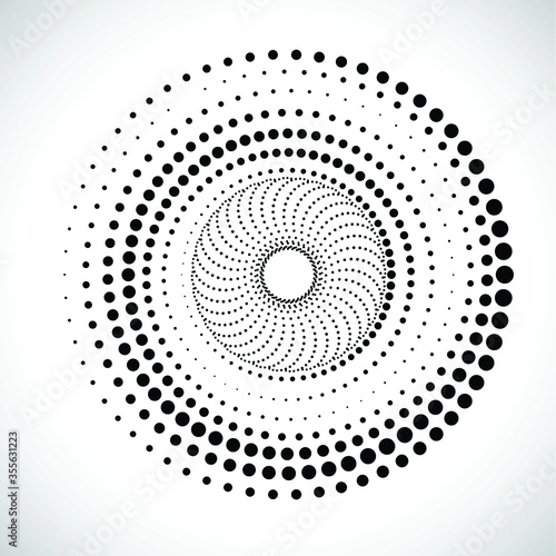 Halftone dots in circle form. round logo . vector dotted frame . design element