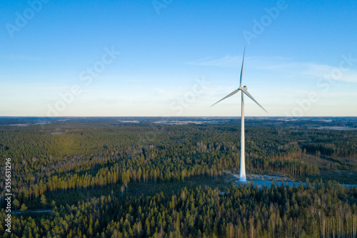 A wind turbine in the middle of boreal forest