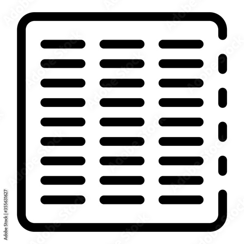 Metal vent cover icon. Outline metal vent cover vector icon for web design isolated on white background