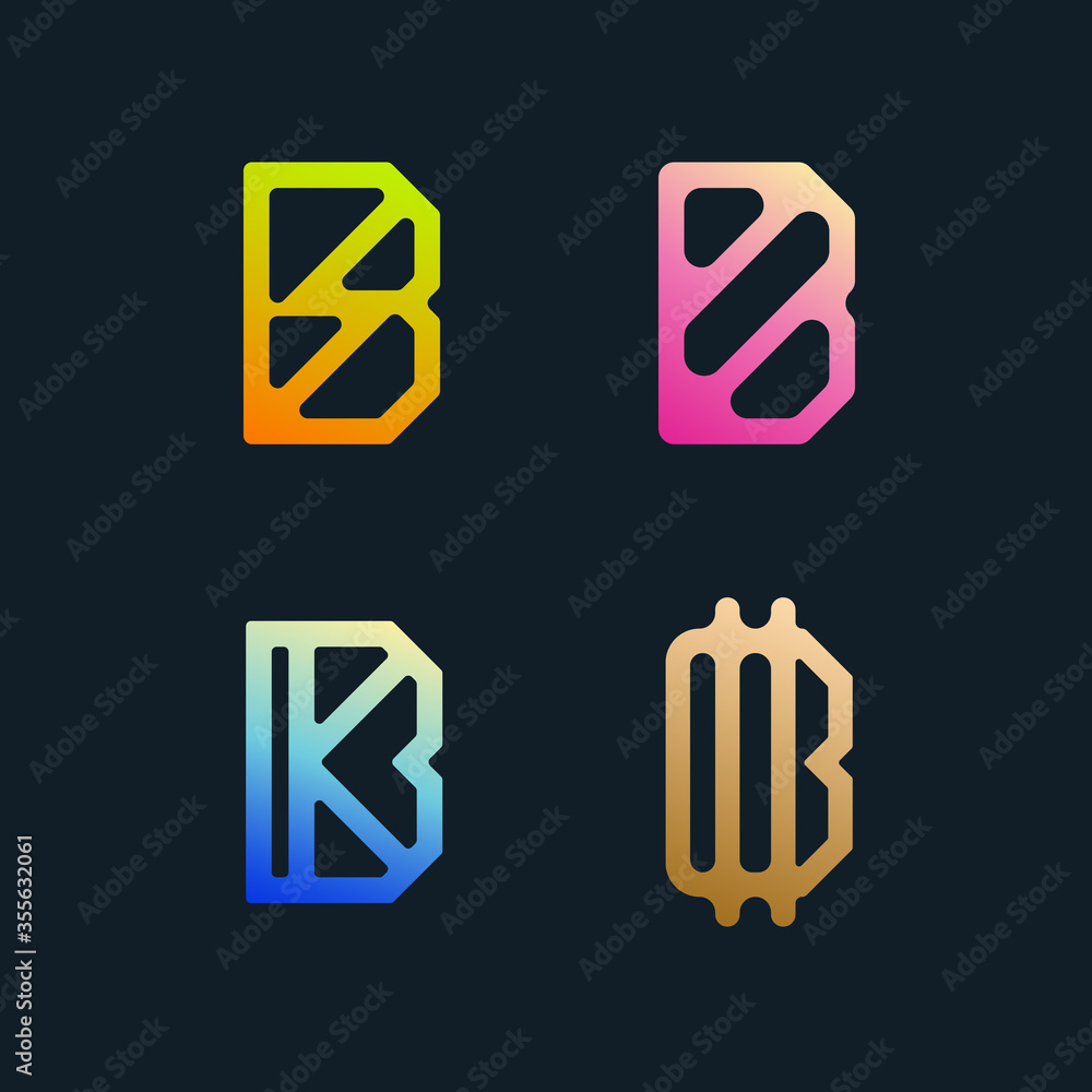 innovative creative initial B logo design set innovative creative initial B logo design set