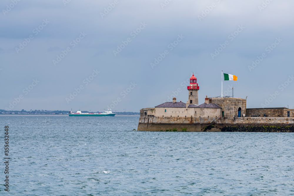 Aerial view of sailing boats, ships and yachts in Dun Laoghaire marina harbour, Ireland