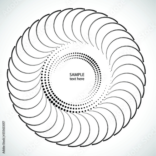 Halftone dots in circle form. round logo . vector dotted frame . design element