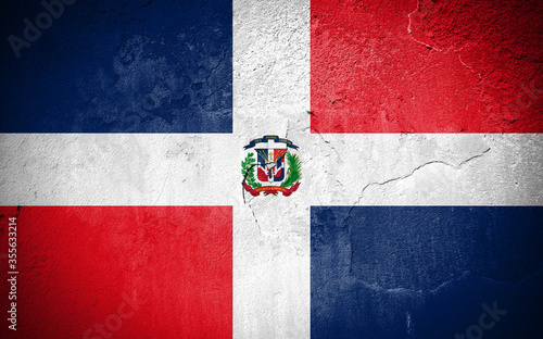 Dominican Republic flag on cracked wall