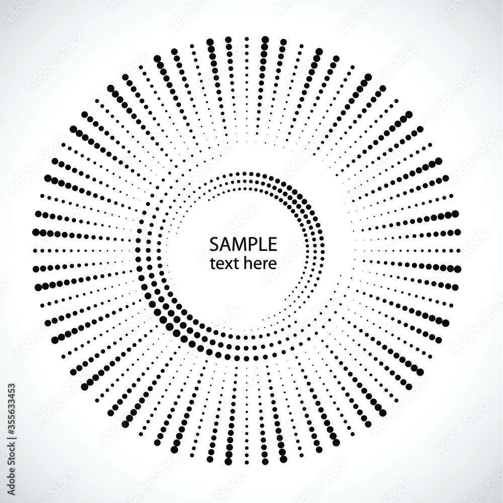 Halftone dots in circle form. round logo . vector dotted frame . design element