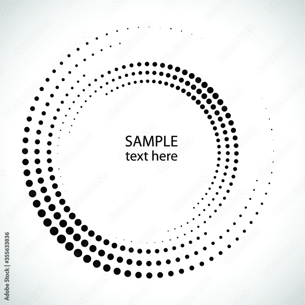 Halftone dots in circle form. round logo . vector dotted frame . design element