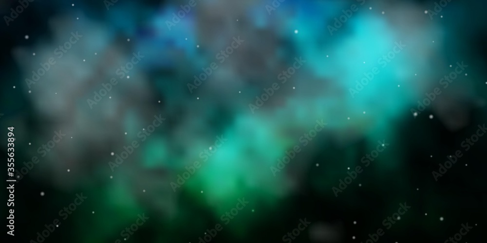 Dark Blue, Green vector background with colorful stars. Shining colorful illustration with small and big stars. Best design for your ad, poster, banner.