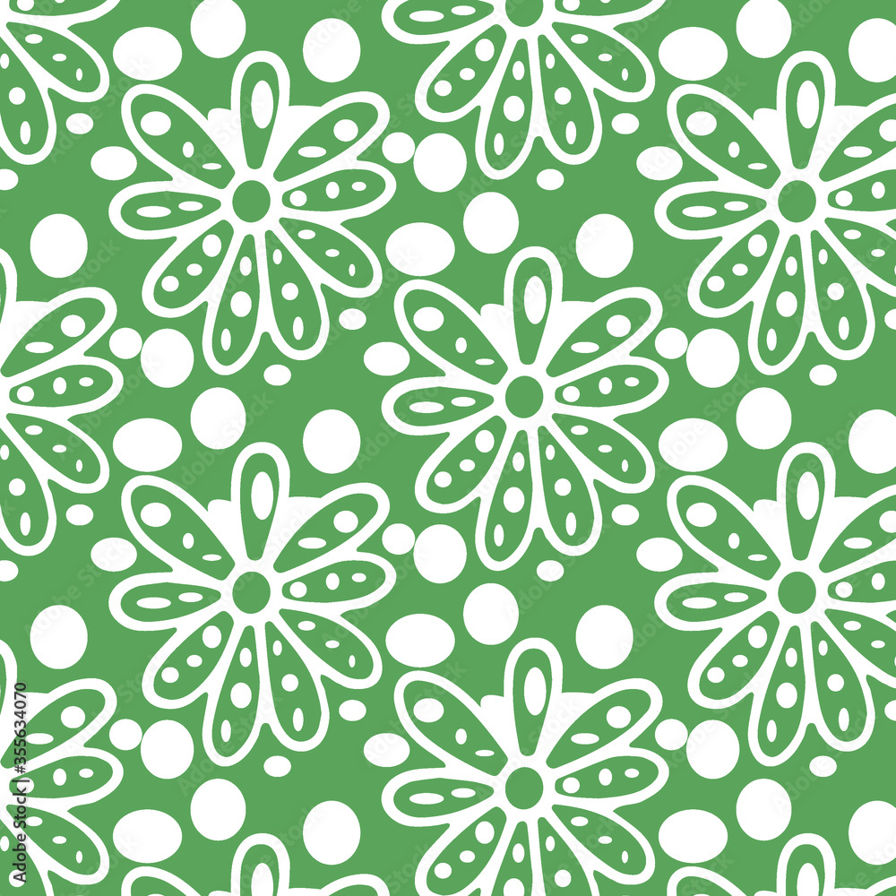 Fototapeta premium Line art flower seamless pattern for printing
