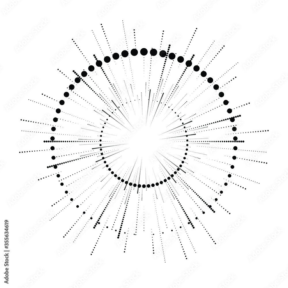 Radial halftone dots in Circle Form for comic books . fireworks Explosion background . Vector Illustration . Starburst
round Logo . Circular Design element . Abstract Geometric star rays . Sunburst . Radial halftone dots in Circle Form for comic books . fireworks Explosion background . Vector Illustration . Starburst
round Logo . Circular Design element . Abstract Geometric star rays . Sunburst .