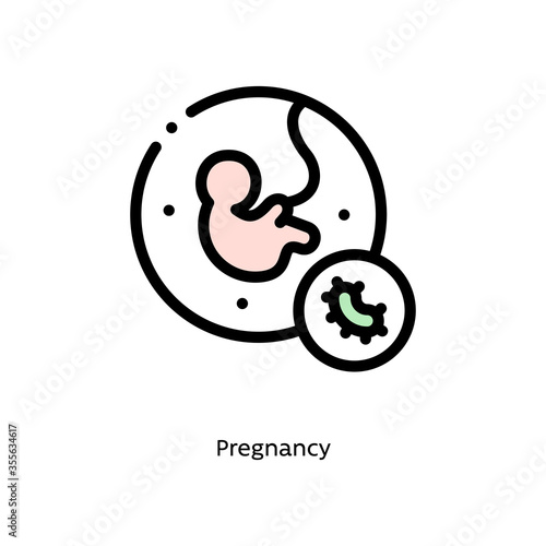 Pregnancy germs, pathogenic bacteria, or viruses flat vector icon for science research apps and websites, black outlined icon on white background