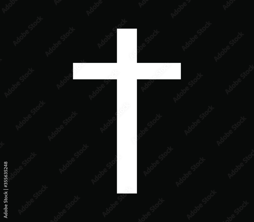 White cross Catholic template on black background White cross Catholic template on black background