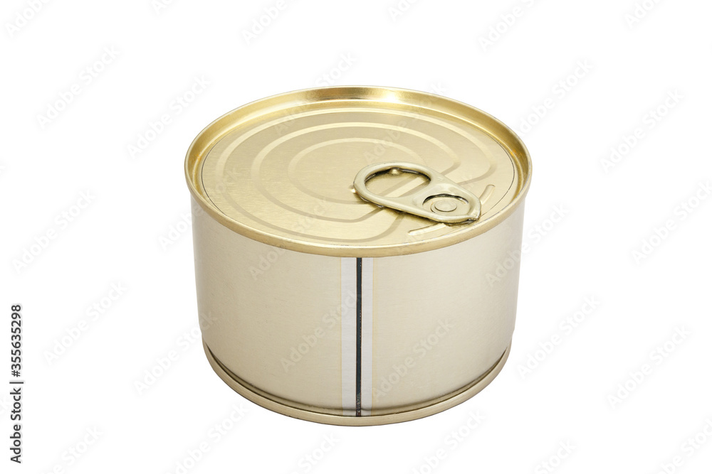 Closed iron tin can isolated on white background Closed iron tin can isolated on white background