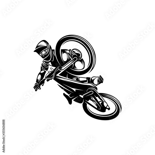 Mountain bike downhill logo vector illustration, Downhill players Silhouette design
