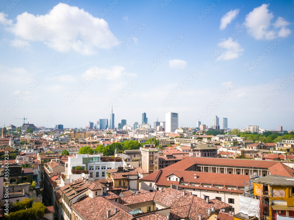 Milano city centre aerial view