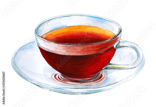 色鉛筆で描いた紅茶のイラスト