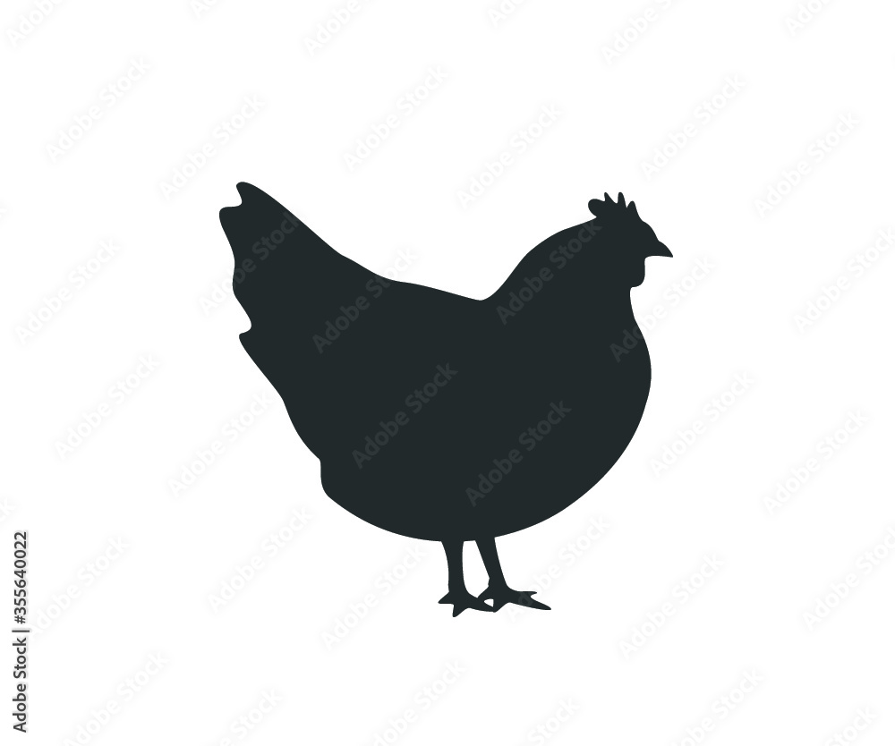 Fototapeta premium Chicken icon. Vector flat chicken silhouette. 