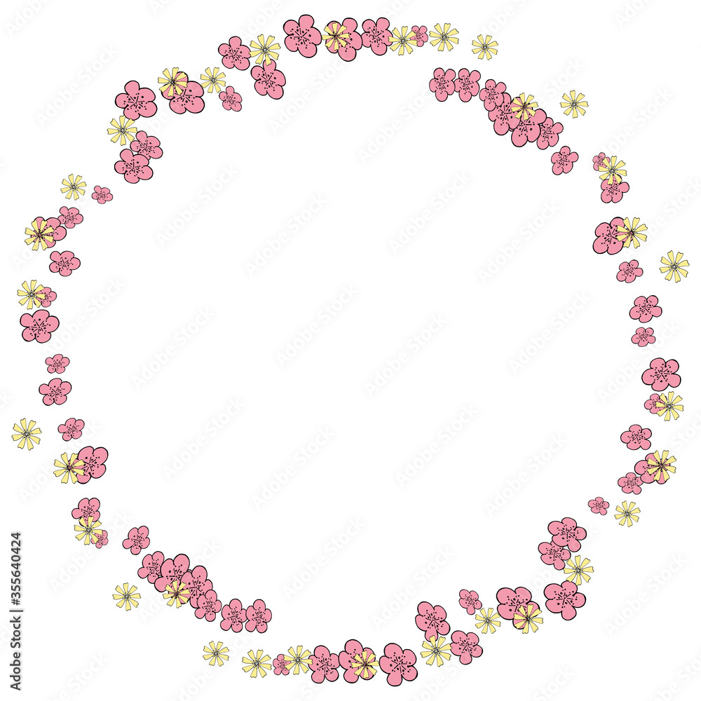 Hand drawn wreath set made in vector. Leaves, flowers and berries garlands. floral design elements.