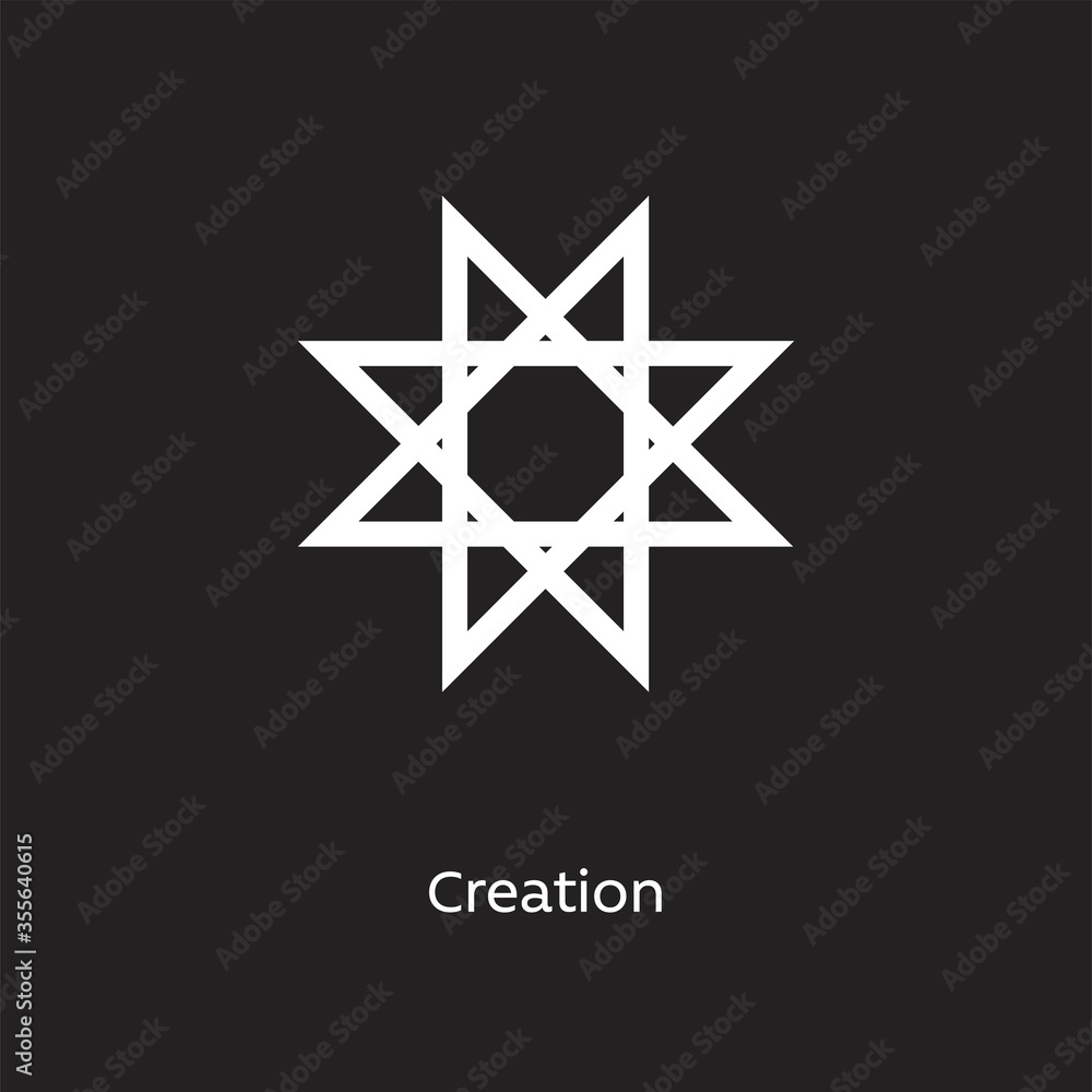 Creation alchemy vector illustration element icon, line symbols. Alchemy  icon. Basic mystic elements on black background Векторный объект Stock |  Adobe Stock