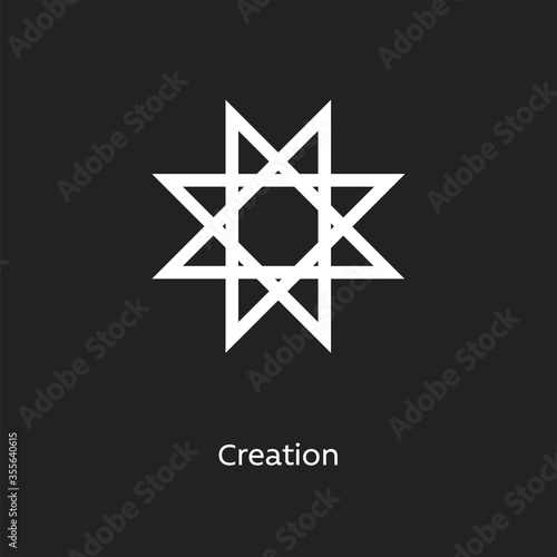 Creation alchemy vector illustration element icon, line symbols. Alchemy icon. Basic mystic elements on black background