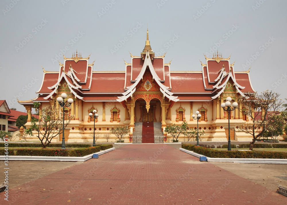 Hor Thammasapha (Buddhist Convention Hall) of Wat That Luang Nuea (Nua) temple in Vientiane. Laos