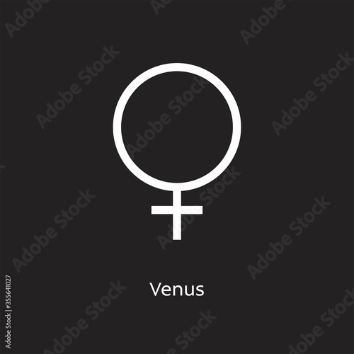 Venus alchemy vector illustration element icon, line symbols. Alchemy icon. Basic mystic elements on black background