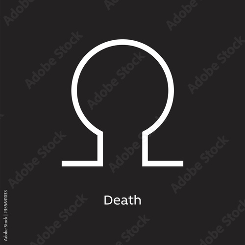 Death alchemy vector illustration element icon, line symbols. Alchemy icon. Basic mystic elements on black background