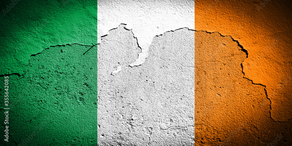 Ireland flag on cracked wall