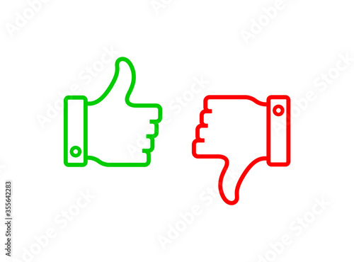 Thumb up like and dislike. Vector isolated icon.
