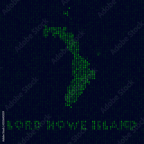 Digital Lord Howe Island logo. Island symbol in hacker style. Binary code map of Lord Howe Island with island name. Captivating vector illustration.