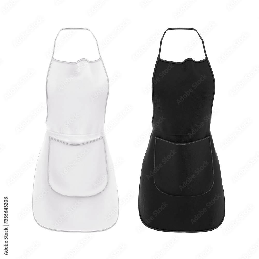 Kitchen apron with a pocket for the chef in black and white color ...