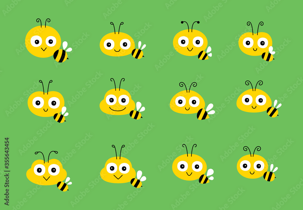 cute bee cartoon vector set cute bee cartoon vector set