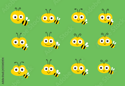 cute bee cartoon vector set