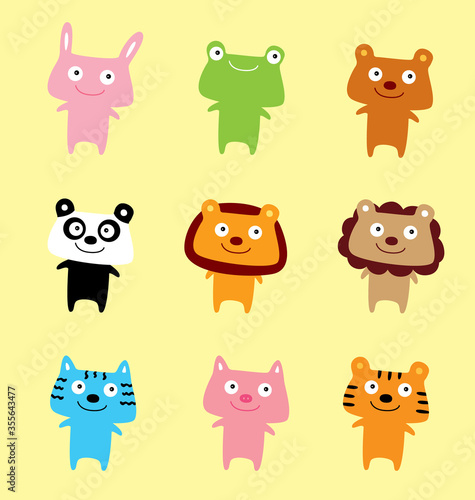 cute animals cartoon mascot character vector