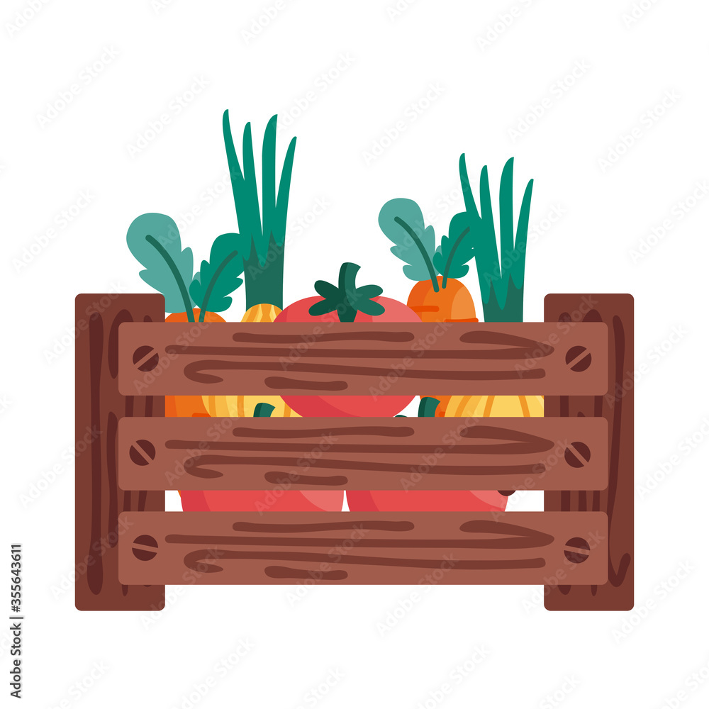tomatoes carrots and onions inside box detail style icon vector design tomatoes carrots and onions inside box detail style icon vector design