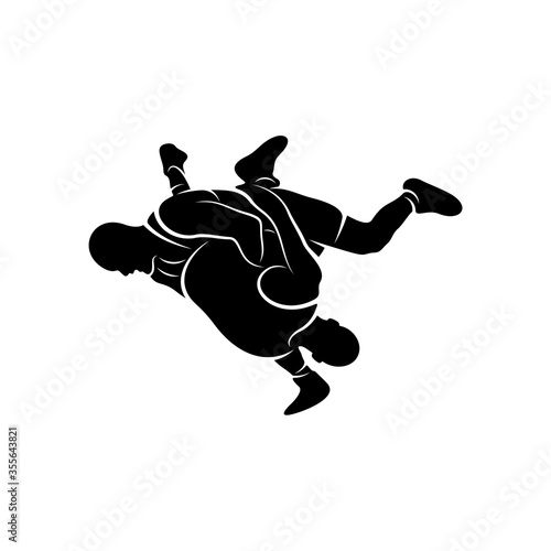 Wrestling logo vector template, Illustration symbol, Silhouette design